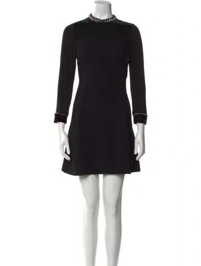 Pre-owned Sandro Mock Neck Mini Dress In Black