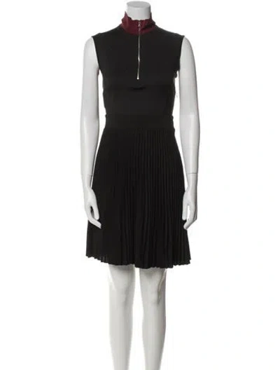 Pre-owned Sandro Mock Neck Mini Dress In Black