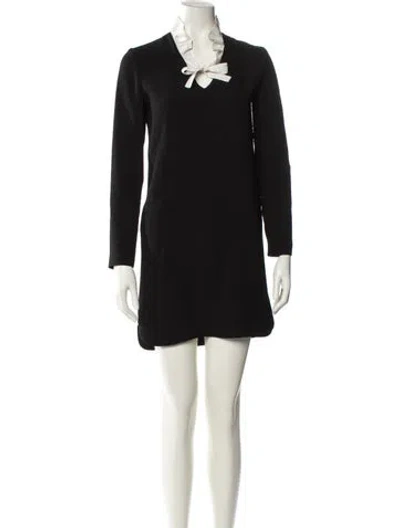 Pre-owned Sandro Mock Neck Mini Dress In Black