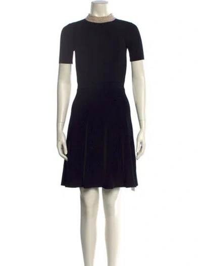 Pre-owned Sandro Mock Neck Mini Dress In Black