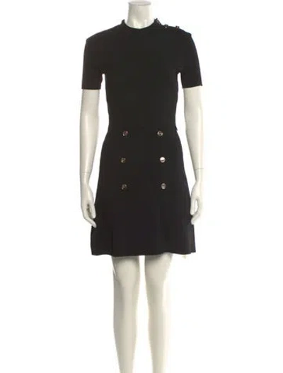Pre-owned Sandro Mock Neck Mini Dress In Black