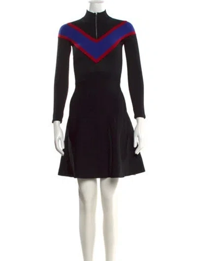 Pre-owned Sandro Mock Neck Mini Dress In Black