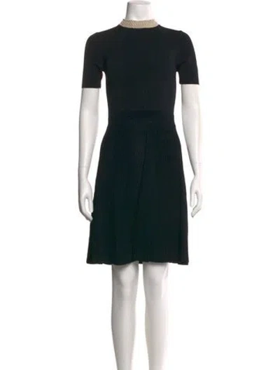 Pre-owned Sandro Mock Neck Mini Dress In Black