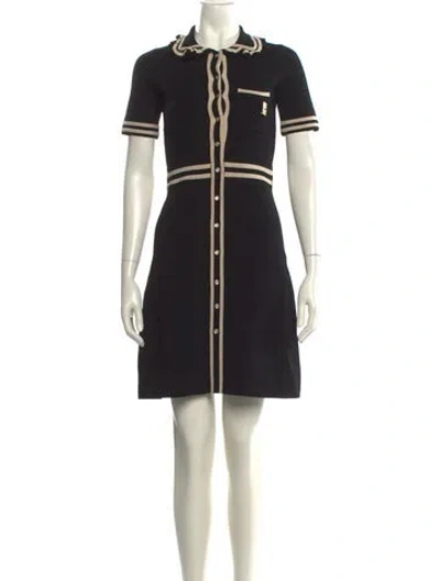 Pre-owned Sandro Mock Neck Mini Dress In Black