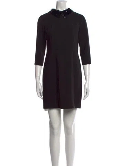Pre-owned Sandro Mock Neck Mini Dress In Black