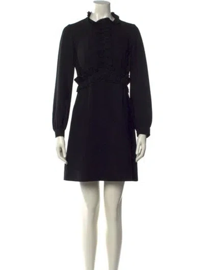 Pre-owned Sandro Mock Neck Mini Dress In Black