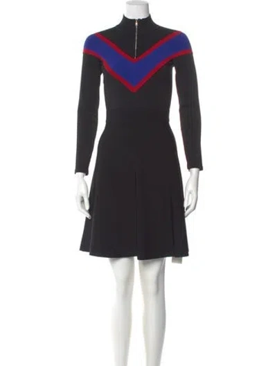 Pre-owned Sandro Mock Neck Mini Dress In Black