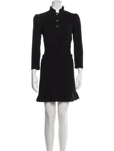 Pre-owned Sandro Mock Neck Mini Dress In Black