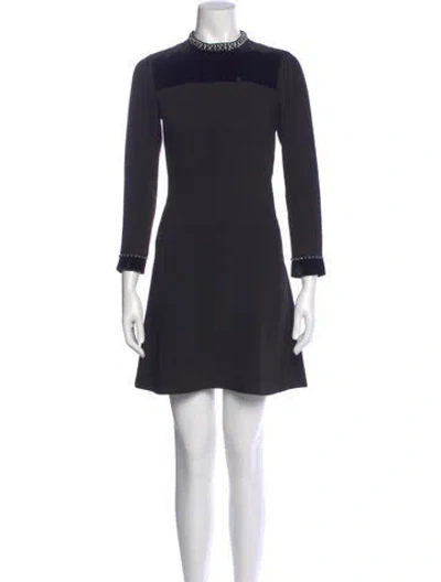Pre-owned Sandro Mock Neck Mini Dress In Black