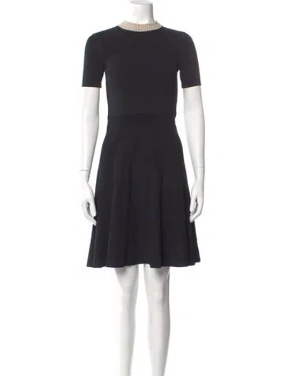 Pre-owned Sandro Mock Neck Mini Dress In Black
