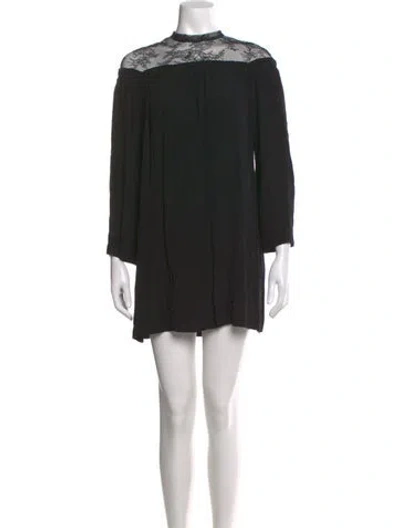 Pre-owned Sandro Mock Neck Mini Dress In Black
