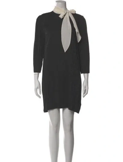 Pre-owned Sandro Mock Neck Mini Dress In Black