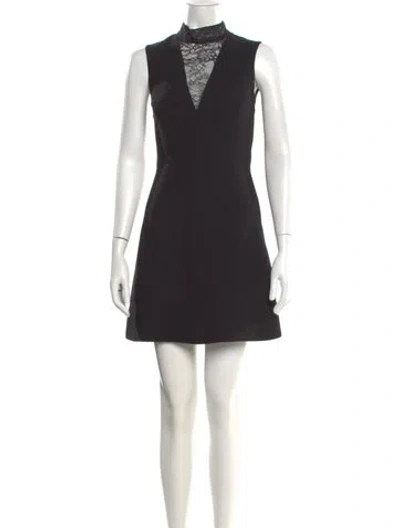 Pre-owned Sandro Mock Neck Mini Dress In Black