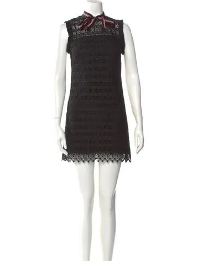 Pre-owned Sandro Mock Neck Mini Dress In Black