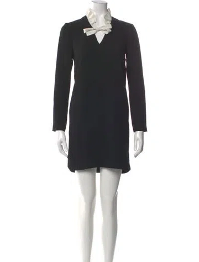 Pre-owned Sandro Mock Neck Mini Dress In Black