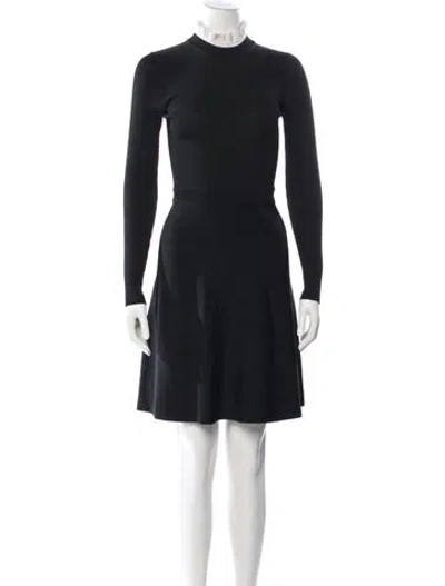 Pre-owned Sandro Mock Neck Mini Dress In Black