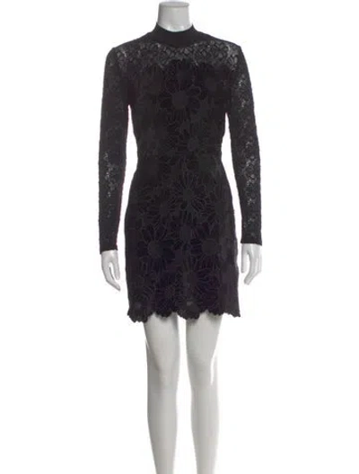 Pre-owned Sandro Mock Neck Mini Dress In Black