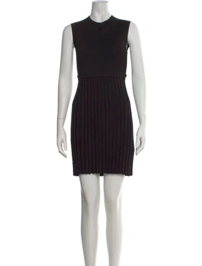 Pre-owned Sandro Mock Neck Mini Dress In Black