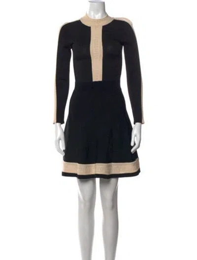 Pre-owned Sandro Mock Neck Mini Dress In Black