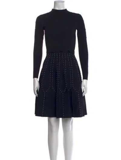 Pre-owned Sandro Mock Neck Mini Dress In Black