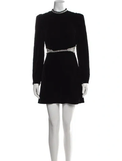 Pre-owned Sandro Mock Neck Mini Dress In Black