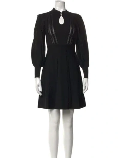 Pre-owned Sandro Mock Neck Mini Dress In Black