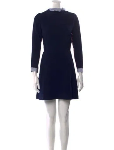 Pre-owned Sandro Mock Neck Mini Dress In Blue