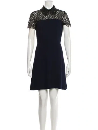 Pre-owned Sandro Mock Neck Mini Dress In Blue