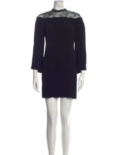 Pre-owned Sandro Mock Neck Mini Dress In Blue