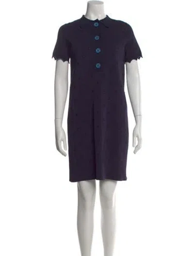 Pre-owned Sandro Mock Neck Mini Dress In Blue