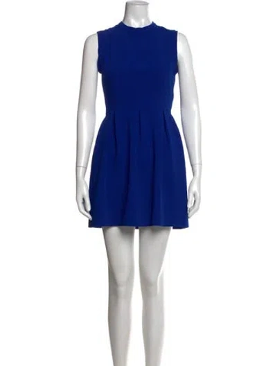 Pre-owned Sandro Mock Neck Mini Dress In Blue