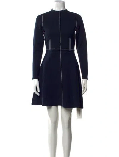 Pre-owned Sandro Mock Neck Mini Dress In Blue