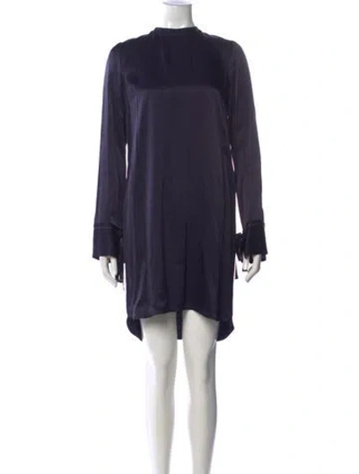 Pre-owned Sandro Mock Neck Mini Dress In Blue