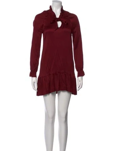 Pre-owned Sandro Mock Neck Mini Dress In Burgundy