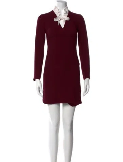 Pre-owned Sandro Mock Neck Mini Dress In Burgundy
