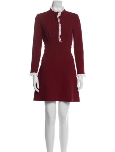 Pre-owned Sandro Mock Neck Mini Dress In Burgundy
