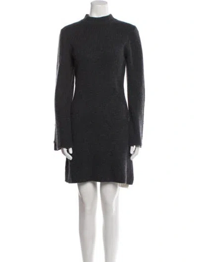 Pre-owned Sandro Mock Neck Mini Dress In Gray