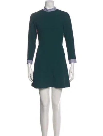 Pre-owned Sandro Mock Neck Mini Dress In Green