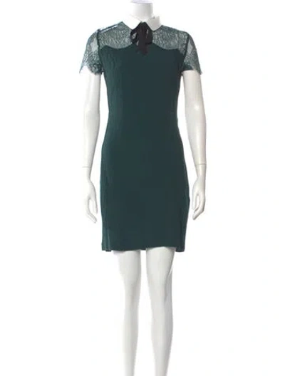 Pre-owned Sandro Mock Neck Mini Dress In Green