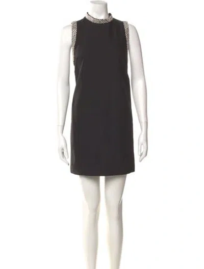 Pre-owned Sandro Mock Neck Mini Dress In Green