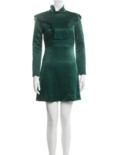 Pre-owned Sandro Mock Neck Mini Dress In Green