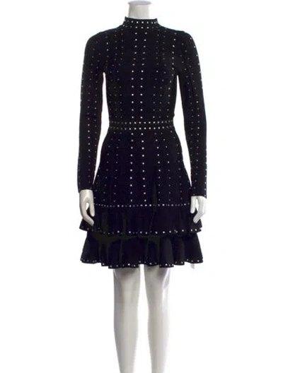 Pre-owned Sandro Mock Neck Mini Dress In Multi