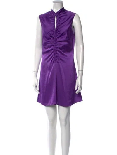 Pre-owned Sandro Mock Neck Mini Dress In Purple