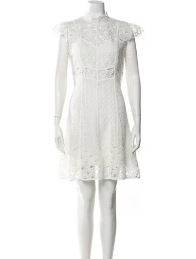 Pre-owned Sandro Mock Neck Mini Dress In White