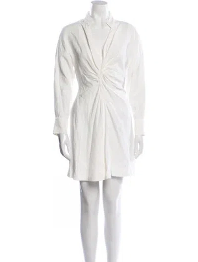 Pre-owned Sandro Mock Neck Mini Dress In White