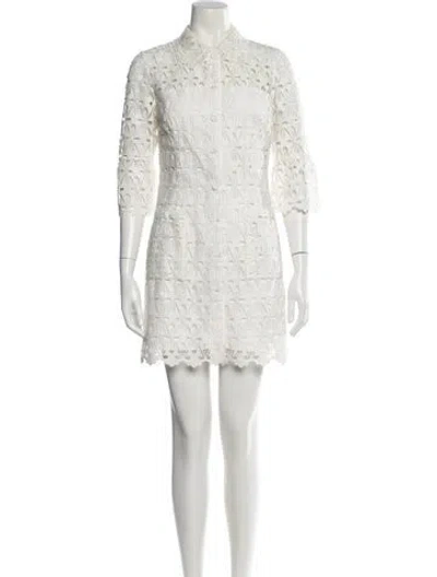 Pre-owned Sandro Mock Neck Mini Dress In White