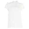 Sandro Mock Neck Short Sleeve Blouse In White Viscose In White