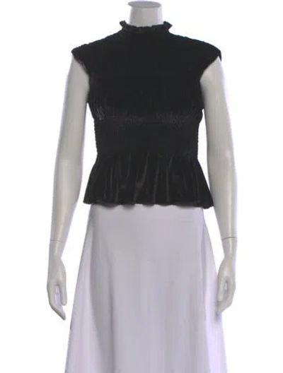 Pre-owned Sandro Mock Neck Short Sleeve Blouse In Multi