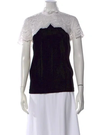 Pre-owned Sandro Mock Neck Short Sleeve Top In Black