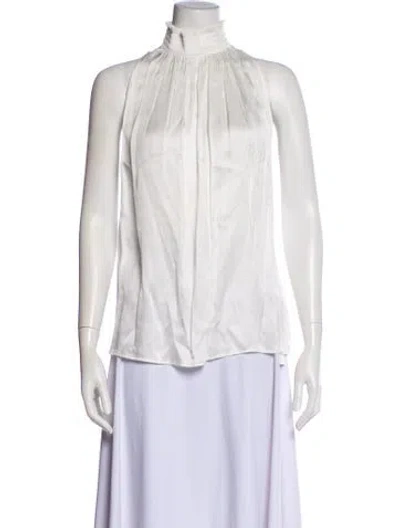 Pre-owned Sandro Mock Neck Sleeveless Blouse W/ Tags In White